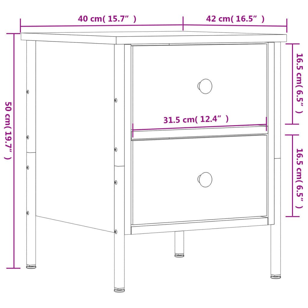 vidaXL öökapp, must, 40 x 42 x 50 cm, tehispuit цена и информация | Öökapid | kaup24.ee