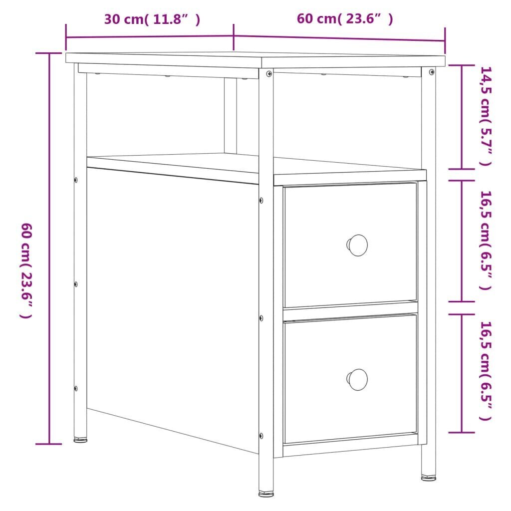 vidaXL öökapp, must, 30 x 60 x 60 cm, tehispuit цена и информация | Öökapid | kaup24.ee