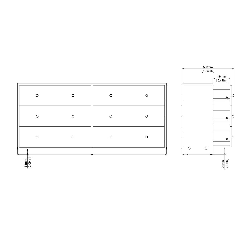 May Double dresser 6 drawers Black Black hind ja info | Kummutid | kaup24.ee