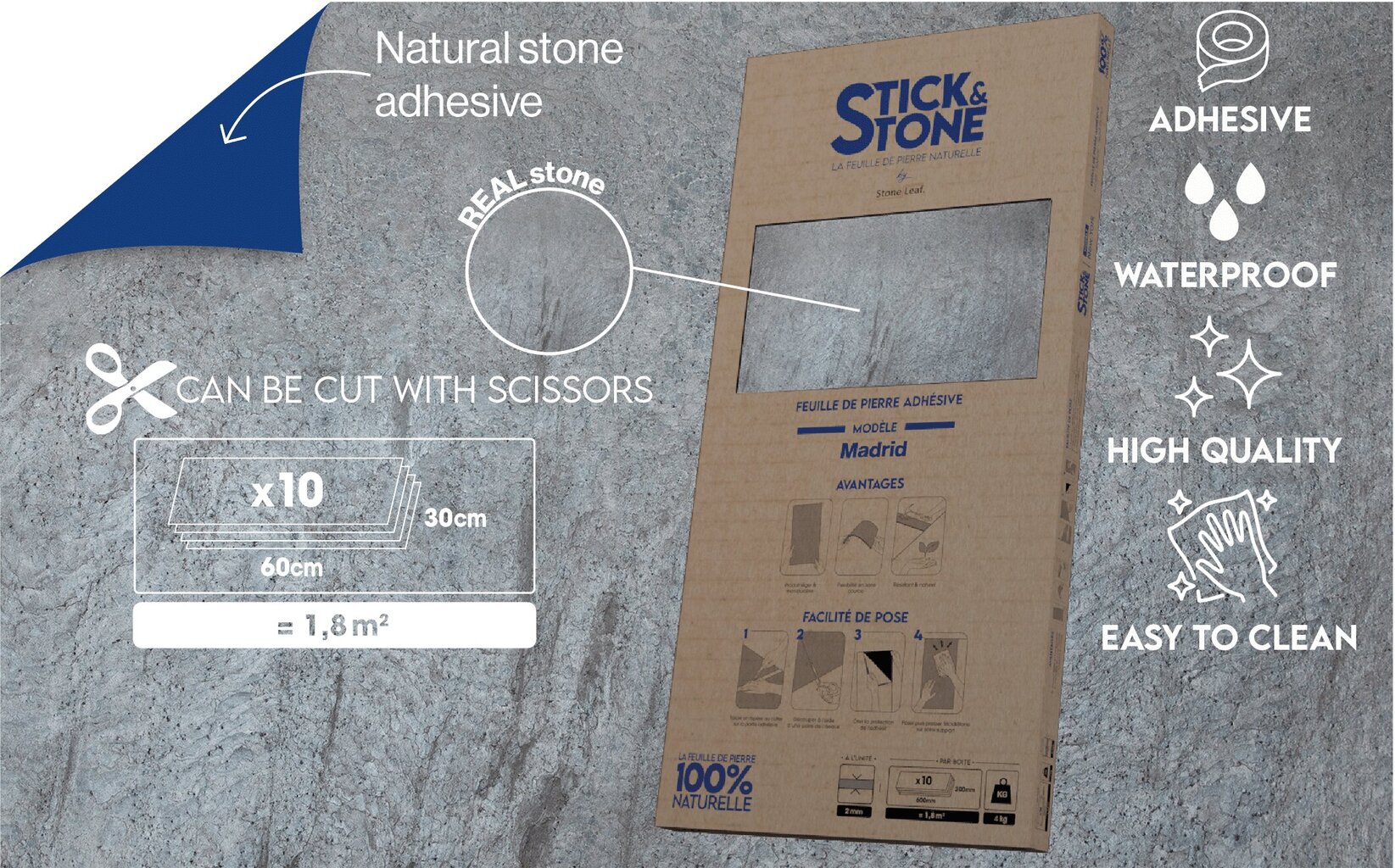 Looduslikust kivist lehed Stick&Stone Madrid hind ja info | Seinaplaadid | kaup24.ee