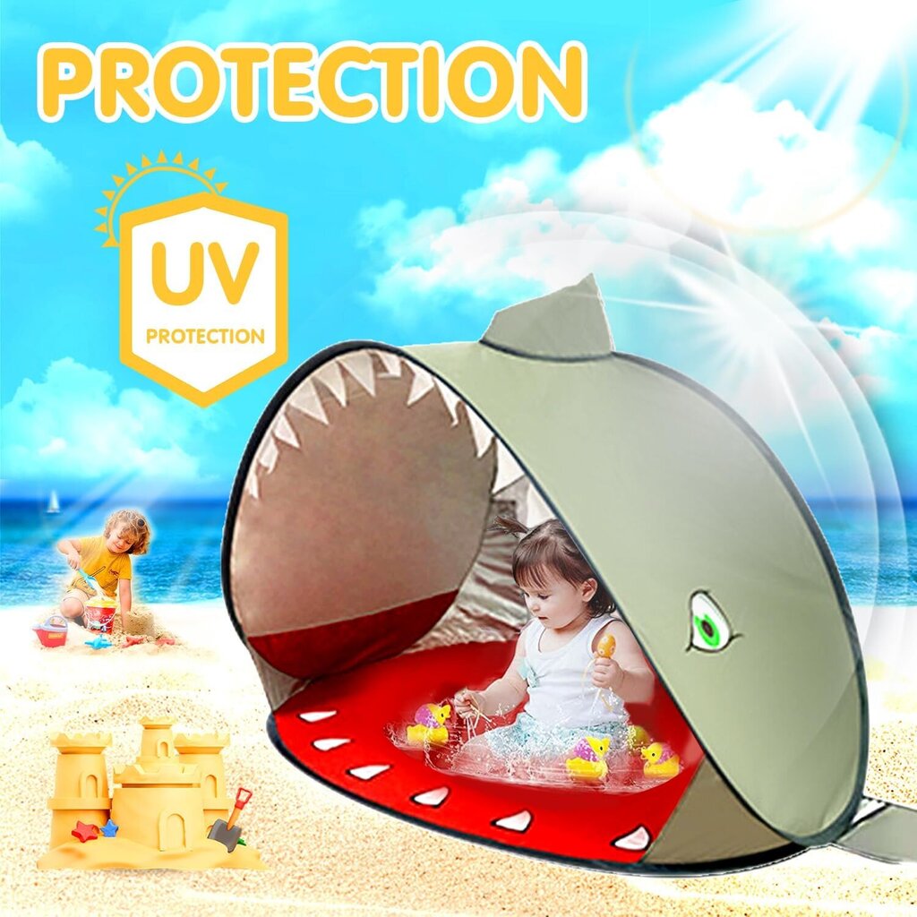 Meishang UV-kaitsega laste rannatelk, 110x80x70cm, hall hind ja info | Telgid | kaup24.ee