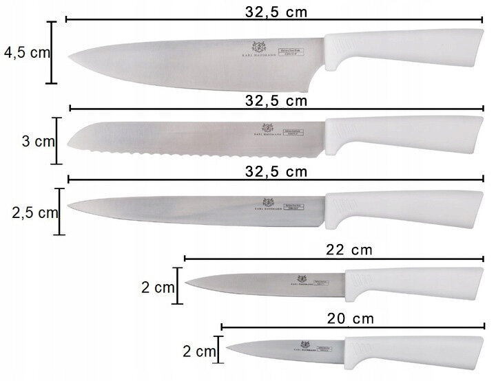 Komplektis 5 kööginuga alus Karl Hausmann hind ja info | Noad ja tarvikud | kaup24.ee