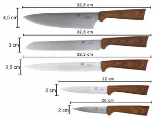Komplektis 5 kööginuga alus Karl Hausmann цена и информация | Ножи и аксессуары для них | kaup24.ee