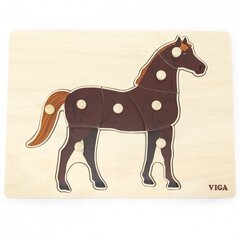 Montessori puidust puzzle lastele - Horse Puzzle Viga hind ja info | Imikute mänguasjad | kaup24.ee