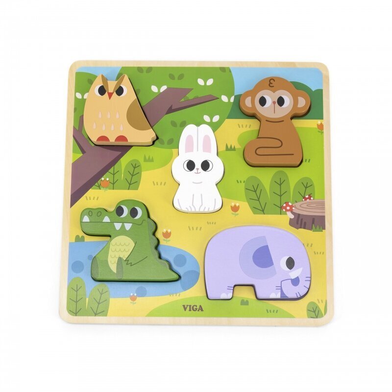 Puidust puzzle Viga Forest Animals, 5 d. hind ja info | Arendavad mänguasjad | kaup24.ee