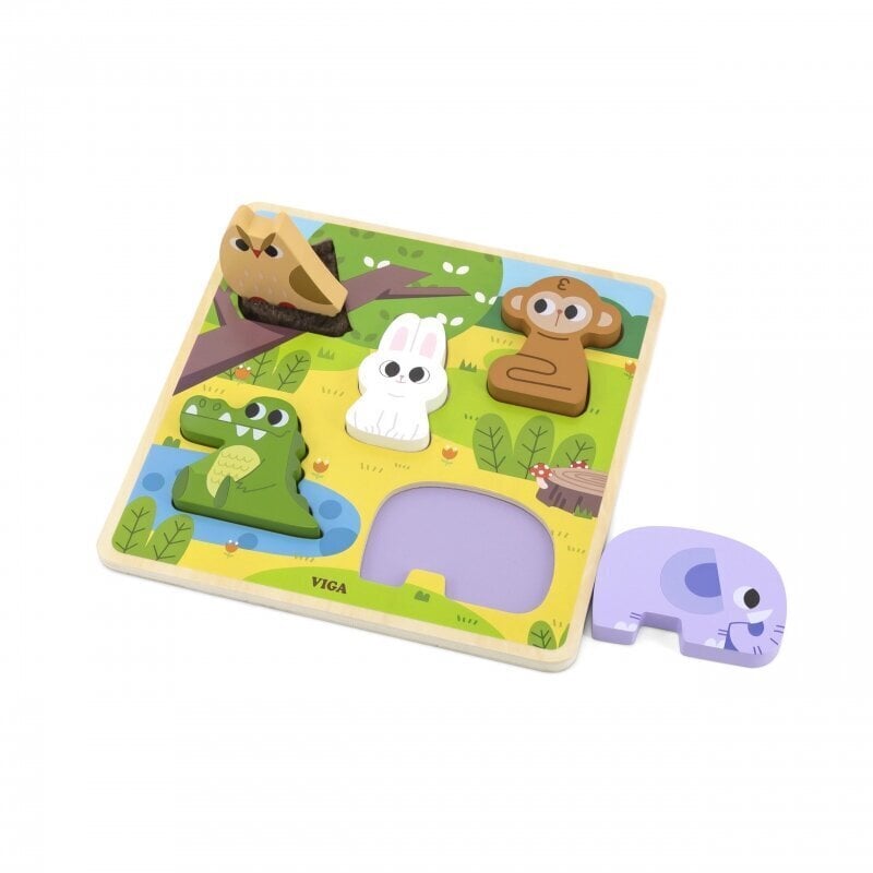 Puidust puzzle Viga Forest Animals, 5 d. hind ja info | Arendavad mänguasjad | kaup24.ee