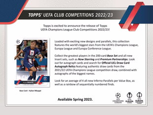 Футбольные карточки Topps UEFA Club Competitions 2022/2023 Blaster Box, 7 x 6 шт. цена и информация | Коллекционные карточки | kaup24.ee