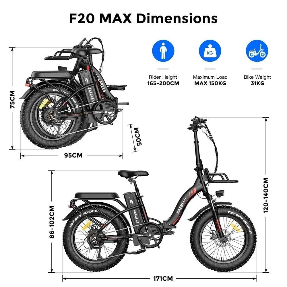 Elektrijalgratas Fafrees F20 Max, 20", must, 500W, 22,5Ah hind ja info | Elektrirattad | kaup24.ee