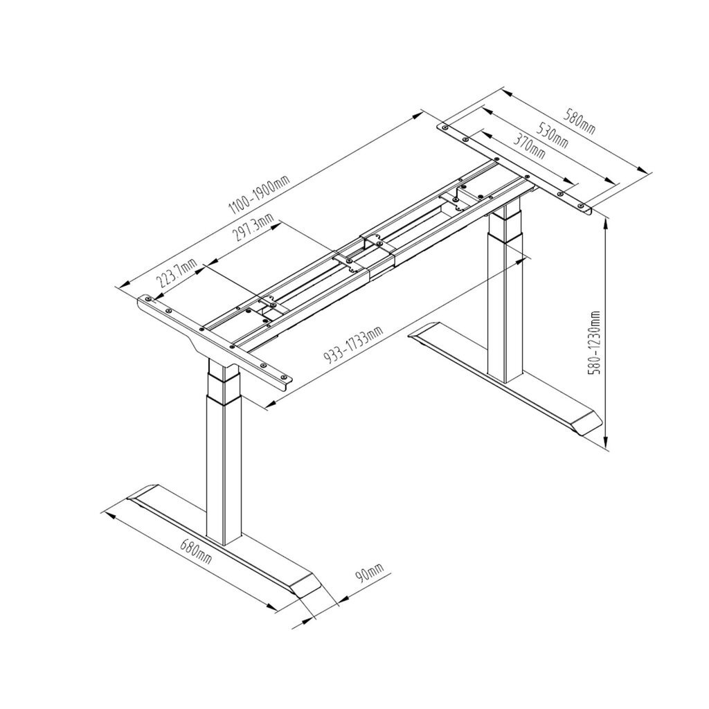 Reguleeritavad lauajalad Frame Pro, hall цена и информация | Arvutilauad, kirjutuslauad | kaup24.ee