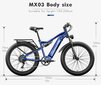 Elektrijalgratas Shengmilo MX03 26", sinine, 500W, 15Ah цена и информация | Elektrirattad | kaup24.ee