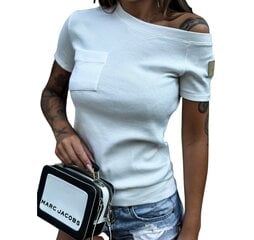 Асимметричная женская блузка Och Bella, ecru цена и информация | Женские футболки | kaup24.ee