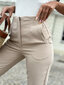 Elegantsed naiste püksid, kõrge vöökohaga sigarillod Och Bella, beež hind ja info | Naiste püksid | kaup24.ee