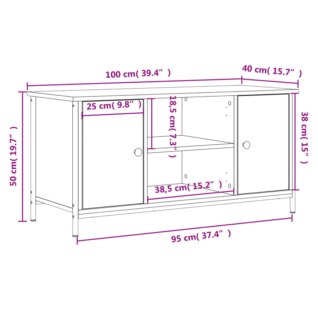 vidaXL telerikapp, Sonoma tamm, 100x40x50 cm, tehispuit hind ja info | TV alused | kaup24.ee