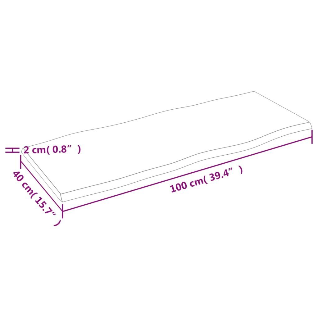 vidaXL kirjutuslaua plaat, 100 x 40 x 2 cm, töötlemata tammepuit hind ja info | Lauaplaadid | kaup24.ee