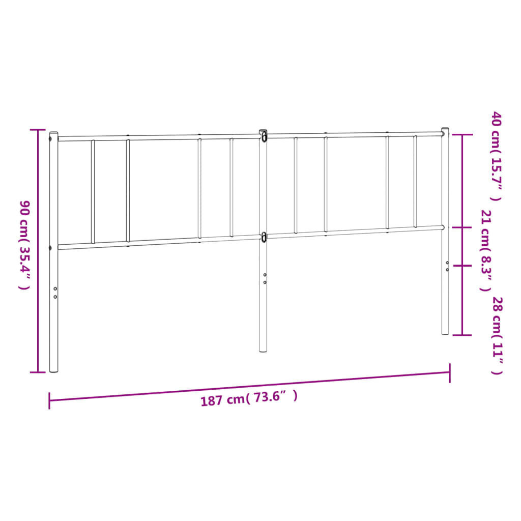 vidaXL metallist voodipeats, must, 180 cm цена и информация | Voodid | kaup24.ee