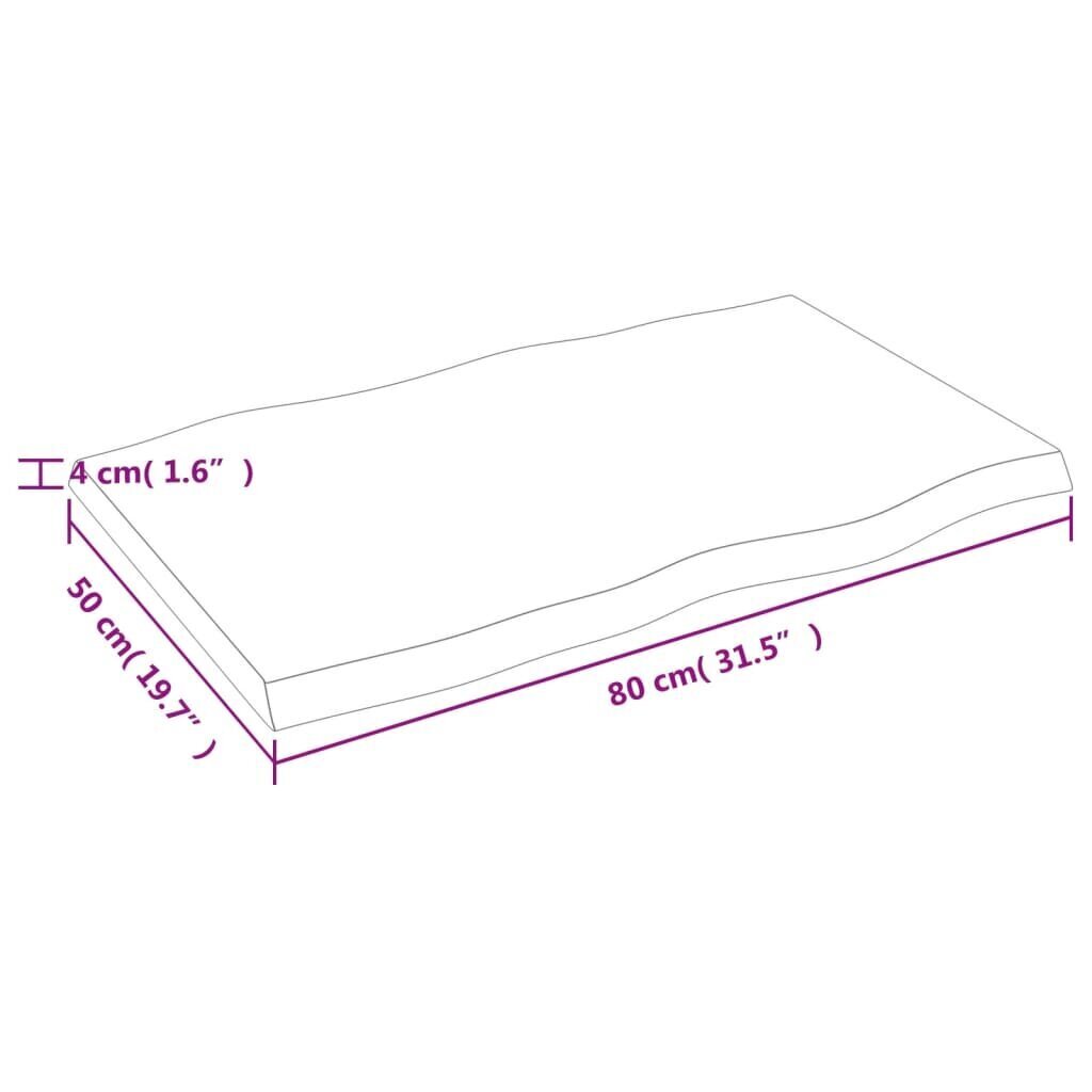 vidaXL kirjutuslaua plaat, 80 x 50 x 4 cm, töötlemata tammepuit hind ja info | Lauaplaadid | kaup24.ee