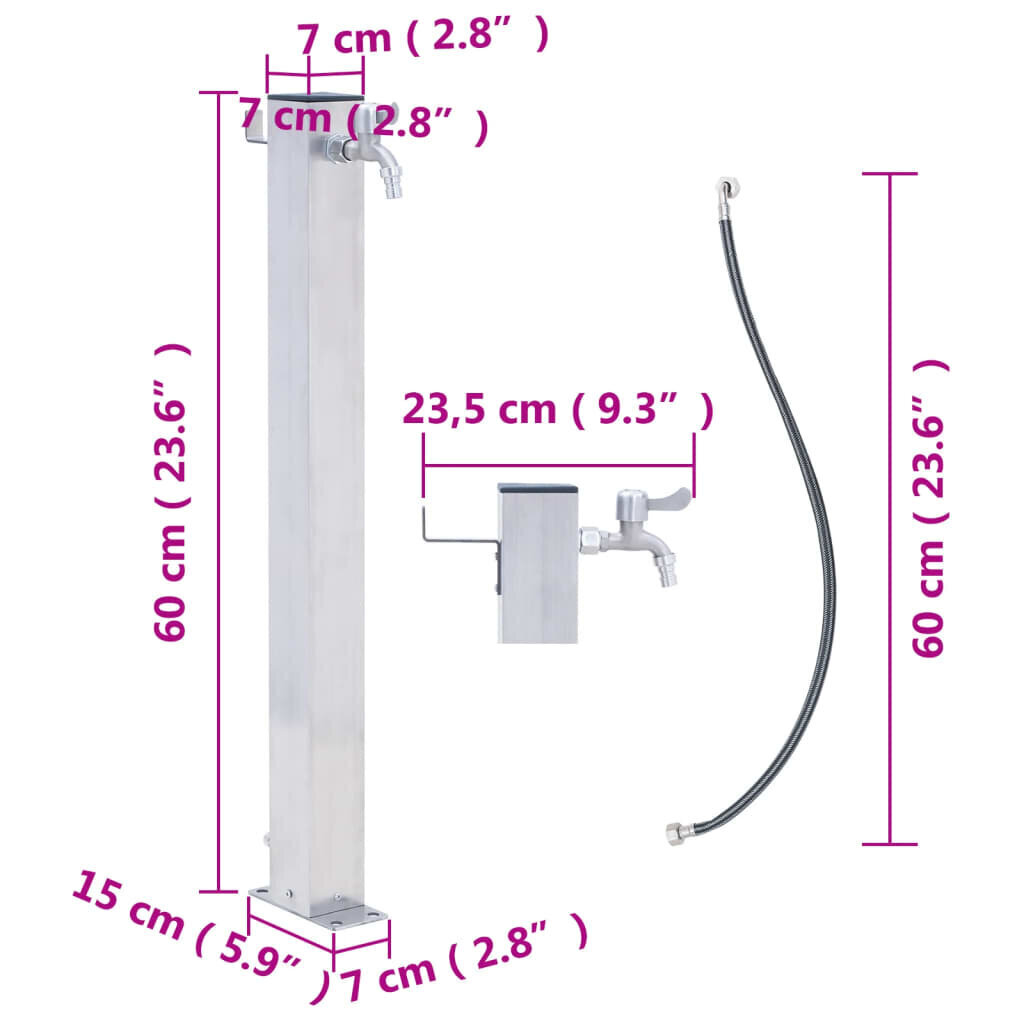 vidaXL veekraan aeda, 60 cm, roostevaba teras, kandiline hind ja info | Kastekannud, voolikud, niisutus | kaup24.ee