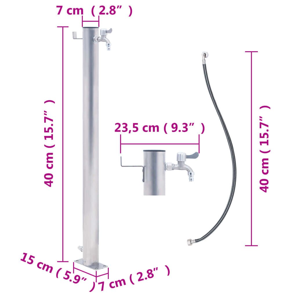 vidaXL veekraan aeda, 40 cm, roostevaba teras, ümar hind ja info | Kastekannud, voolikud, niisutus | kaup24.ee