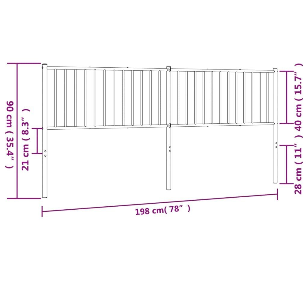 vidaXL metallist voodipeats, must, 193 cm цена и информация | Voodid | kaup24.ee