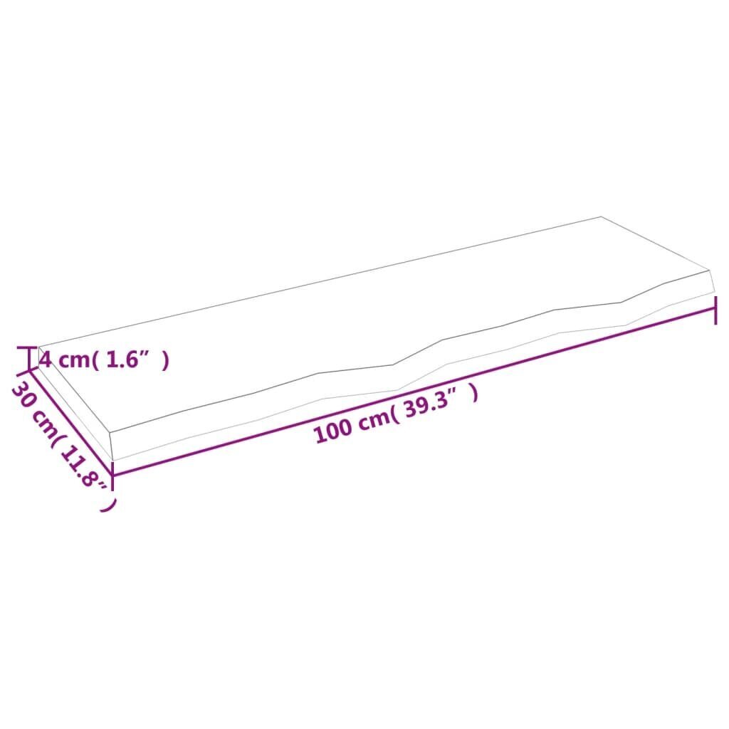 vidaXL seinariiul, 100 x 30 x 4 cm, töötlemata tammepuit цена и информация | Riiulid | kaup24.ee