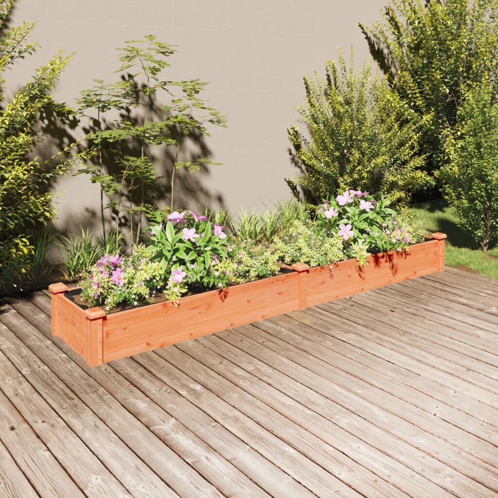 vidaXL voodriga aia taimelava, pruun, 240 x 45 x 25 cm, nulupuit цена и информация | Lillekastid | kaup24.ee
