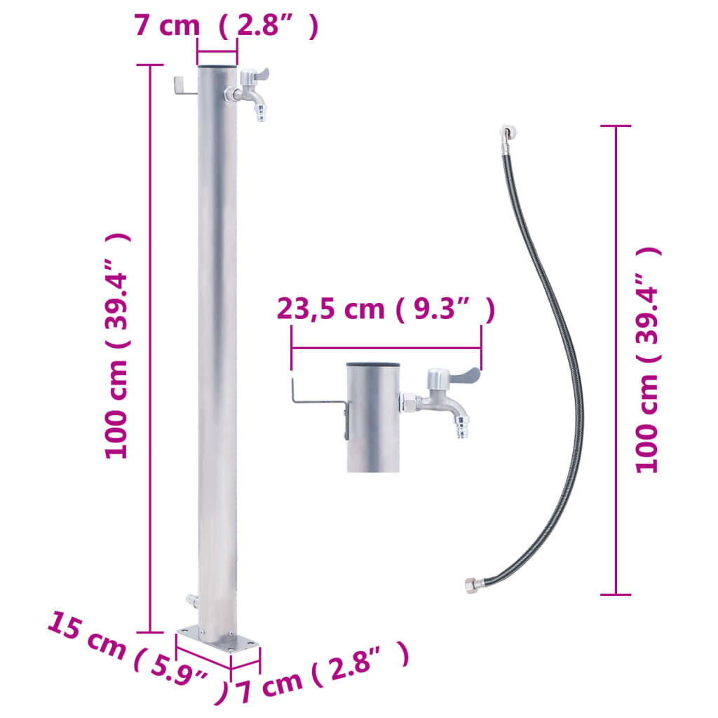 vidaXL veekraan aeda, 100 cm, roostevaba teras, ümar цена и информация | Kastekannud, voolikud, niisutus | kaup24.ee