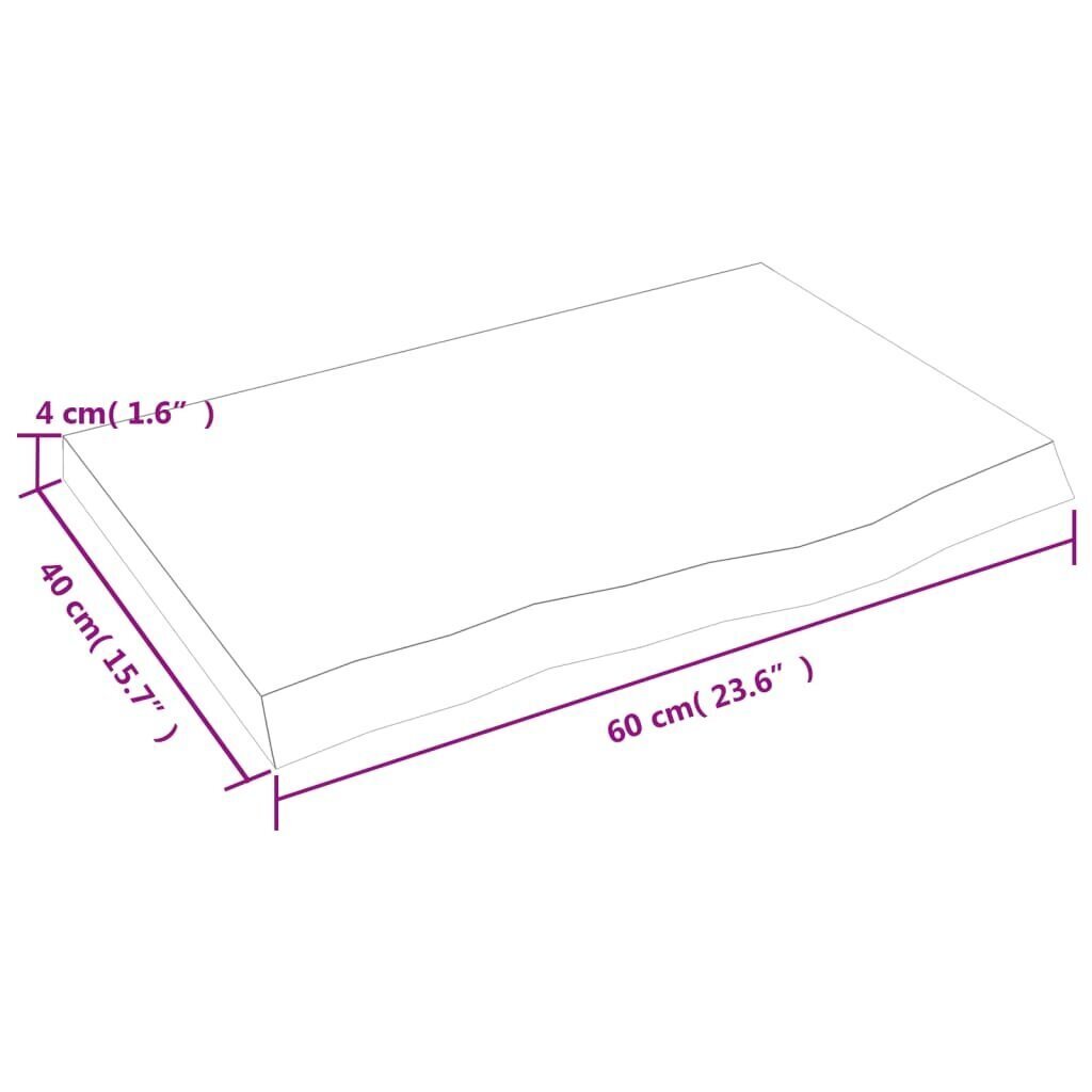 vidaXL seinariiul, 60 x 40 x 4 cm, töötlemata tammepuit цена и информация | Riiulid | kaup24.ee