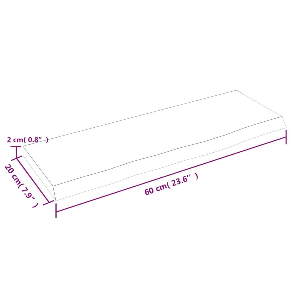 vidaXL seinariiul, helepruun, 60 x 20 x 2 cm, töödeldud tammepuit цена и информация | Riiulid | kaup24.ee