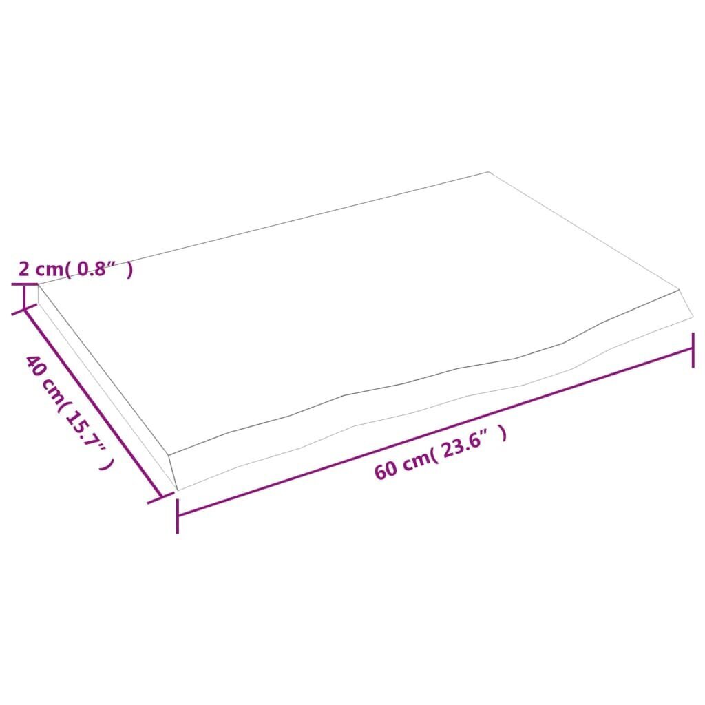 vidaXL seinariiul, helepruun, 60 x 40 x 2 cm, töödeldud tammepuit hind ja info | Riiulid | kaup24.ee