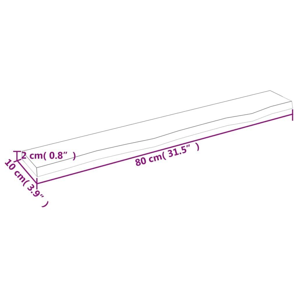 vidaXL seinariiul, tumehall, 80 x 10 x 2 cm, töödeldud tammepuit hind ja info | Riiulid | kaup24.ee