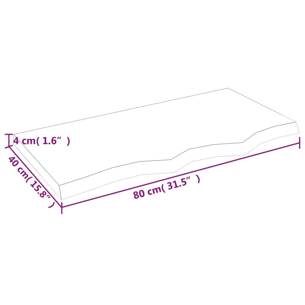 vidaXL seinariiul, tumehall, 80 x 40 x 4 cm, töödeldud tammepuit hind ja info | Riiulid | kaup24.ee