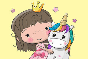 Maalid numbrite järgi TM Värvikas "Princess with a Small Unicorn" hind ja info | Maalid numbri järgi | kaup24.ee