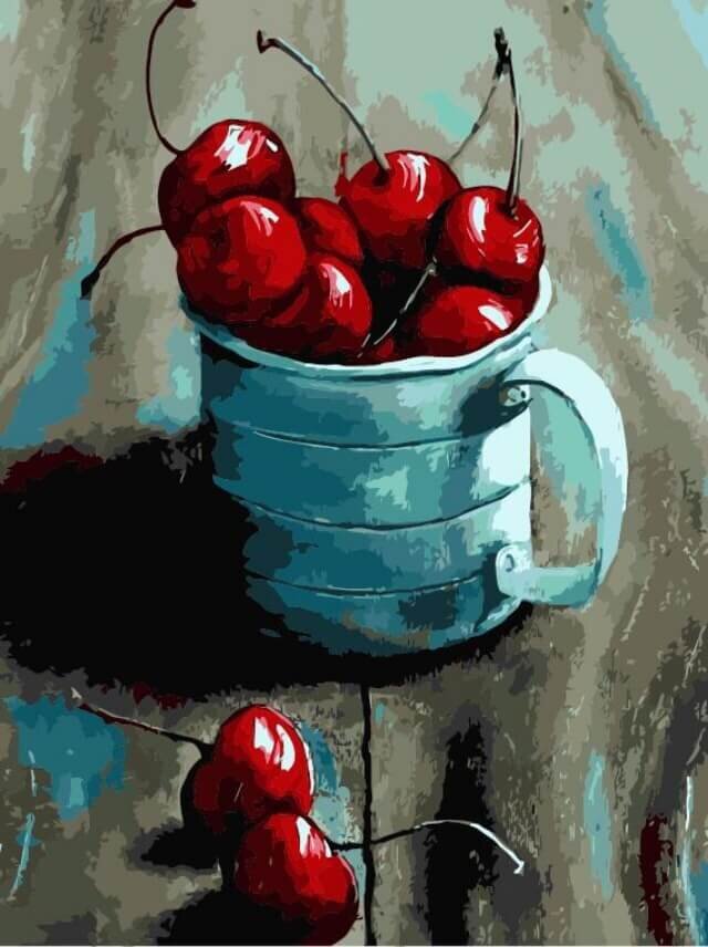 Maalid numbrite järgi TM Värvikas "Cherry in a mug" 30x40 cm hind ja info | Maalid numbri järgi | kaup24.ee
