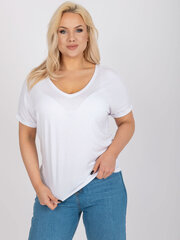Женская короткая блуза в рубчик RUE PARIS, белая  цена и информация | Женские футболки | kaup24.ee