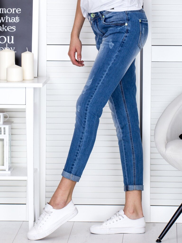 Teksapüksid, sinist värvi цена и информация | Naiste teksad | kaup24.ee