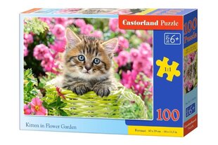 Pusle Castorland Kitten in Flower Garden Puzzle, 100 tükki hind ja info | Pusled | kaup24.ee