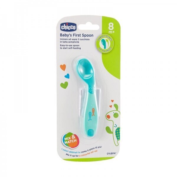 Chicco First Spoon silikoonlusikas 8 m+, sinine цена и информация | Laste sööginõud | kaup24.ee