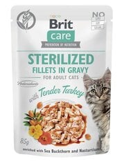 Brit Care täiskasvanud kassidele koos kalkunifileega, 4 x 85 g hind ja info | Konservid kassidele | kaup24.ee