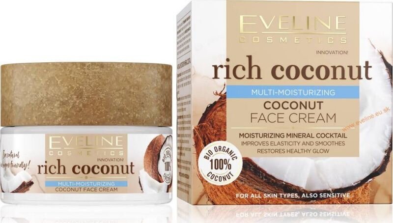 Eveline Rich Coconut niisutav kreem 50ml цена и информация | Näokreemid | kaup24.ee