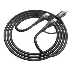 Borofone Cable BX61 Source 2 in 1 - Type C to Type C + Lightning - PD 20W|60W 3A 1 metre black цена и информация | Кабели и провода | kaup24.ee