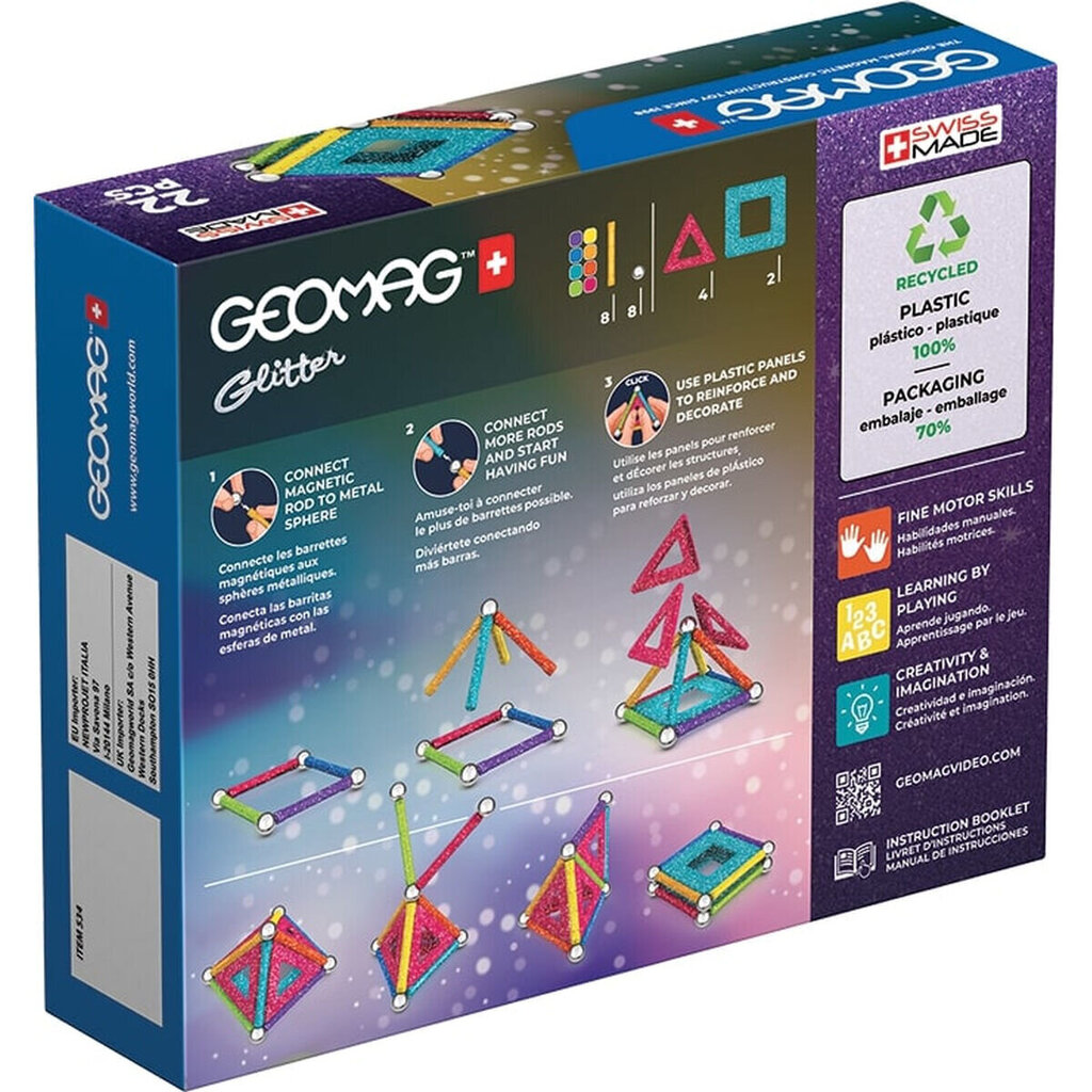 Magnetkonstruktor Playset Geomag Glitter, 22 tk hind ja info | Klotsid ja konstruktorid | kaup24.ee