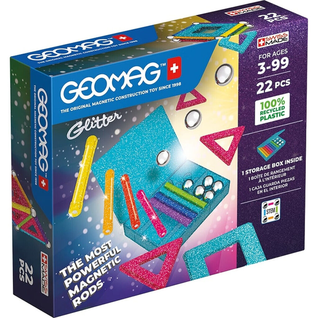 Magnetkonstruktor Playset Geomag Glitter, 22 tk hind ja info | Klotsid ja konstruktorid | kaup24.ee