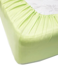 Однотонная сатиновая простынь на резинке Soft Shadow Lime, 160x200 см цена и информация | Простыни | kaup24.ee