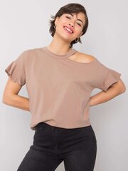 Женская блуза с кружевом, темно-бежевая  цена и информация | Женские блузки, рубашки | kaup24.ee