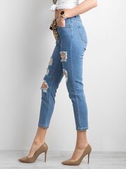 Naiste teksad 2016102062745, sinine цена и информация | Женские тканевые брюки с поясом, синие | kaup24.ee