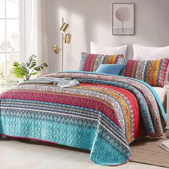 Богемный комплект постельного белья WONGS BEDDING, в полоску с принтом, 229 x 260 см цена и информация | Комплекты постельного белья | kaup24.ee