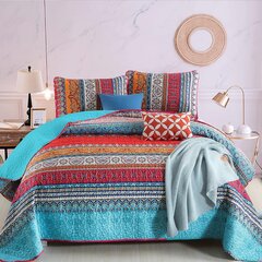 Богемный комплект постельного белья WONGS BEDDING, в полоску с принтом, 229 x 260 см цена и информация | Комплекты постельного белья | kaup24.ee