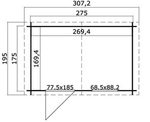 Aiakuur Nina 175, 4,56m2, helesinine hind ja info | Kuurid ja aiamajad | kaup24.ee