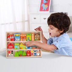 Puidust hoonete ja figuuride komplekt, Tooky Toy, 11 цена и информация | Развивающие игрушки | kaup24.ee