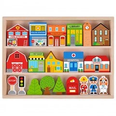 Puidust hoonete ja figuuride komplekt, Tooky Toy, 11 hind ja info | Arendavad mänguasjad | kaup24.ee